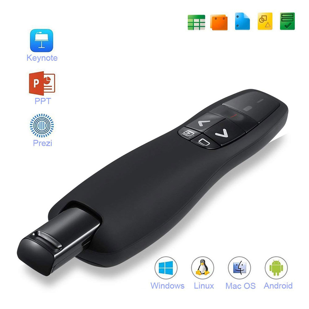 Wireless PPT Pointer Pen Remote Control RF 2.4GHz USB PowerPoint Laser Clicker 