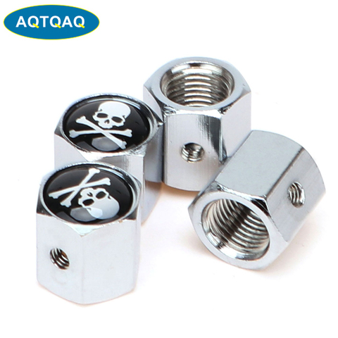 4Pcs/Set Classic SKULL Anti-theft Chrome Car Wheel Tire Valve Stem Cap For Car/Motorcycle,Air Leakproof And Protection Your Valv ► Photo 1/6