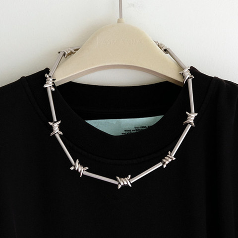 2022 New Trend Female Male Rock Hip hop Punk Bamboo Festival Metal Tie Thorns Spur Necklace for Women Girls Party Jewelry 201 ► Photo 1/6