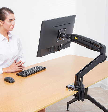 2022 new NB F100A Gas Spring Arm 22-35 inch Screen Monitor Holder 360 Rotate Tilt Swivel Desktop Monitor Mount Arm with USB Port ► Photo 1/6