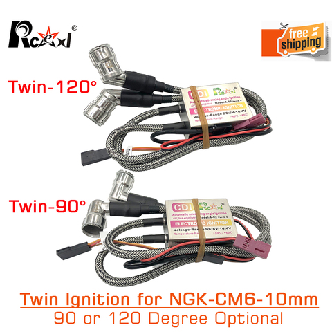 Rcexl Twin Cylinders CDI Ignitions for CM6 10MM 90 or 120 Degree DLE111Compatible ► Photo 1/6