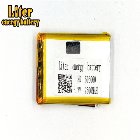 1.25MM 2pin connector 3.7 V 506060 2500mah Li-ion polymer battery e-books GPS PDA Recreational machines MP4 MP5 battery ► Photo 1/3