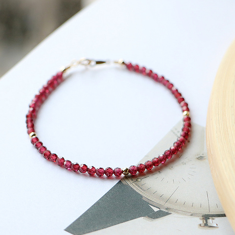 Lily Jewelry 3mm Real Garnet faceted Beads Delicate Bracelet Women Gift Good for Blood cleansing and Health Dropshipping ► Photo 1/3