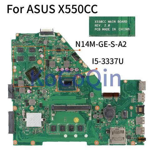 KoCoQin Laptop motherboard For ASUS X550CC I5-3337U Mainboard REV.2.0 SR0XL N14M-GE-S-A2  2GB ► Photo 1/5