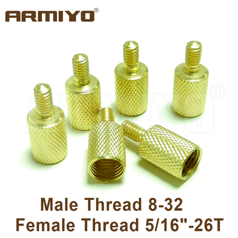 Armiyo 2pcs/lot Solid Brass Cleaning Gun Brush Rod Adapter Male Thread 8-32 Female Thread 5/16