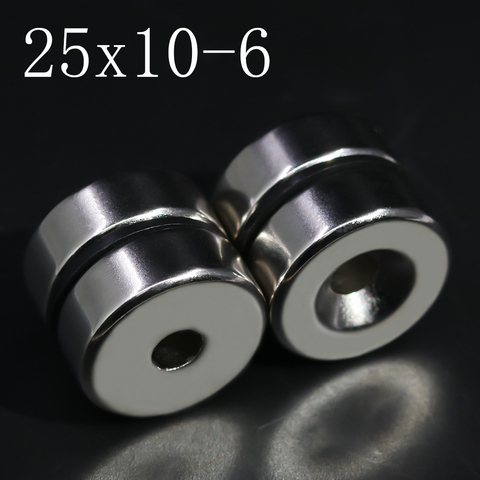 1/2/5/10Pcs 25x10-6 Neodymium Magnet 25mm x 10mm Hole 6mm NdFeB N35 Round Super Powerful Strong Permanent Magnetic imanes Disc ► Photo 1/6