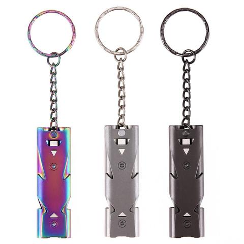 Stainless Steel Whistles Double Pipe High Decibel Emergency Survival Whistle Keychain Cheerleading Whistle for Outdoor Camping ► Photo 1/6