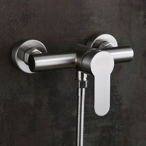 304 Stainless Steel Hot And Cold Water Mixer Wall Mounted Metal Handle Shower Faucets For Bathroom ► Photo 1/6