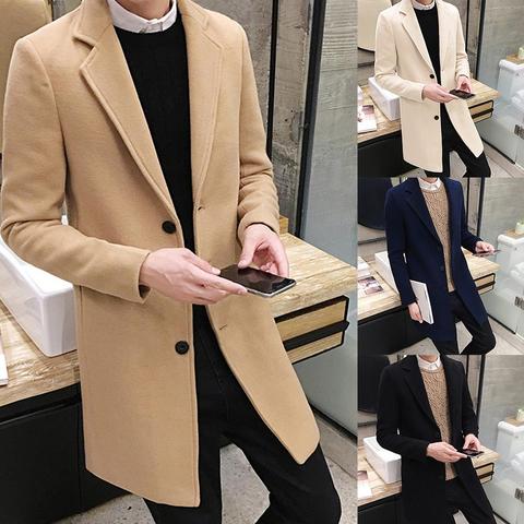 2022 Autumn and Winter New Men's Fashion Boutique Solid Color Business Casual Woolen Coats / Male High-end Slim Leisure Jackets ► Photo 1/6