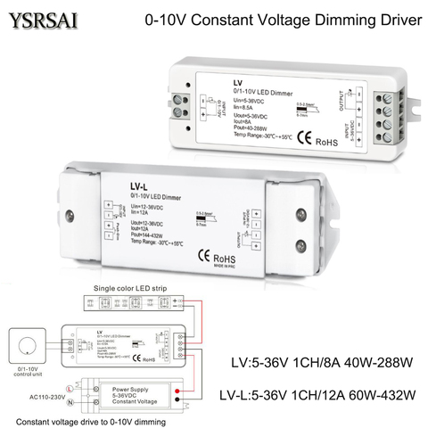 Constant voltage drive to 0-10V dimming LED Dimmer 0-10V 8A 12A Power Supply Driver Brightness Controller DC 5-36V for Led Strip ► Photo 1/6