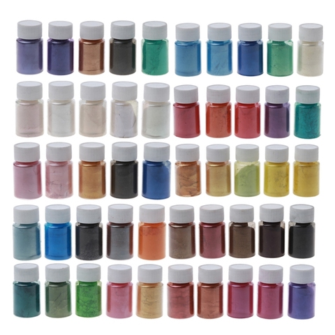 50Colors Pigments Brilliant Mica Powder Kit Epoxy Resin Colorant Makeup Bath Bomb Soap Candle Making Powder Pigment Kit Dropship ► Photo 1/6