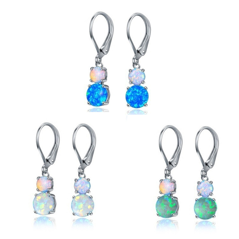 Fashion Long Dangle Earrings Vintage White/Blue Imitation Fire Opal Geometric Drop Earrings For Women Accessories Jewelry Gift ► Photo 1/6