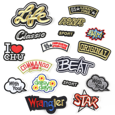 ZOTOONE  Black and White Alphabet Patches for Clothes Stripes Iron on Appliques Clothing Stickers Letters Embroidery Badges G ► Photo 1/6