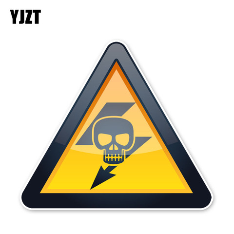 YJZT 12.6*14.3CM Pay Attention To The Electric Attention Security Warning Car Stickers Accessories C30-0489 ► Photo 1/6