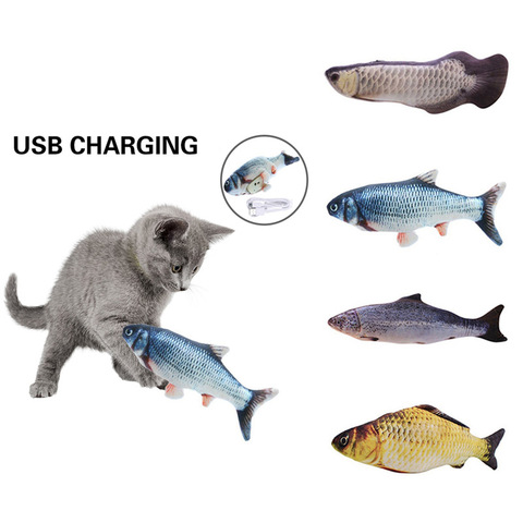 30CM Electronic Pet Cat Toy USB Charging Simulation Cat Chew Fish Toys For Kitty Kitten Fish Flop Cat Wagging Toys ► Photo 1/6