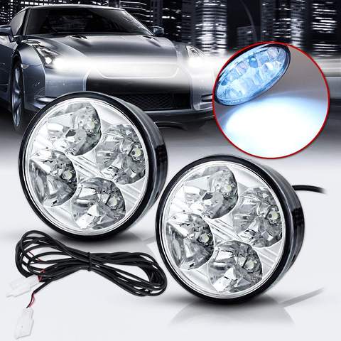 2PCS 4W 12V DC 4 LED Round White Car Fog Lamp DRL LED Driving Daytime Running Light ► Photo 1/6