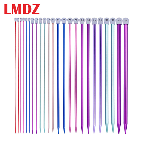 LMDZ 2Pcs/Set 35cm Single Pointed Knitting Needles Pins Straight Aluminum DIY Weaving Tool long sweater scarf needle 2.0-12mm ► Photo 1/6