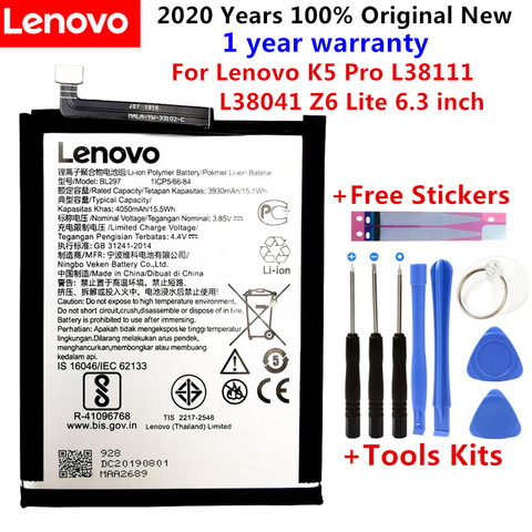 100% Original High Quality 4050mAh BL297 battery for Lenovo K5 Pro L38111 L38041 Z6 Lite 6.3 inch Cell Phone batteries +Tools ► Photo 1/5