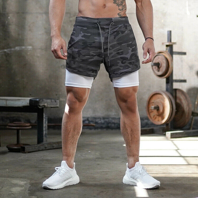 Men's Gym Training Shorts Workout Sports Casual Clothing Fitness Running Short 