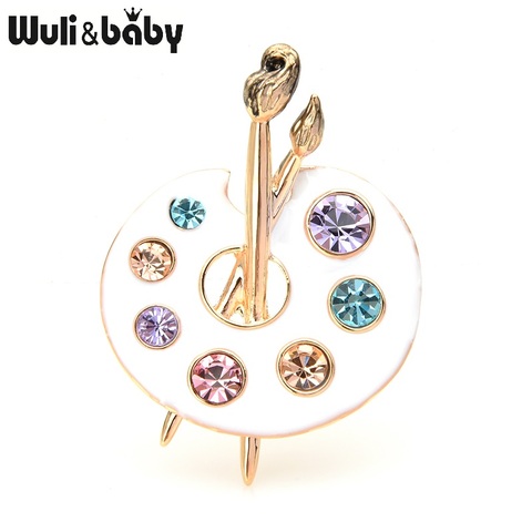 Wuli&baby 2-color Painting Palette Brooches Women Men Crystal Enamel Black White Drawing Lovers Brooches Gifts ► Photo 1/5