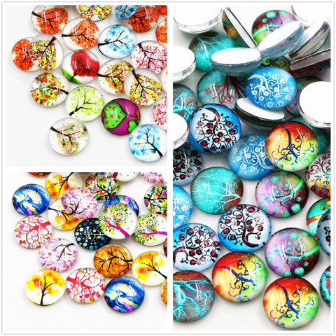 50pcs/Lot 12mm Colorful Fashion New Photo Glass Cabochons Mixed Color Cabochons For Bracelet earrings necklace Bases Settings ► Photo 1/4