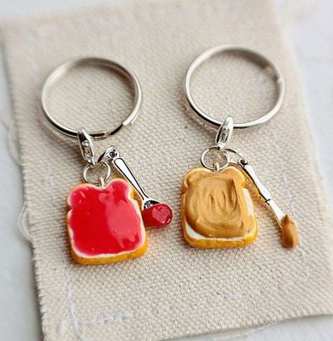 Cute Peanut Butter and Strawberry Jelly Keychains Set, Best Friend's Keychains,food Lover Gift ► Photo 1/2