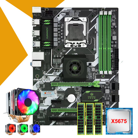 HUANANZHI X58 Deluxe Motherboard Bundle On Sale Processor Intel Xeon X5675 6 Heatpipes Cooler Big Brand Memory 24G(3*8G) RECC ► Photo 1/6