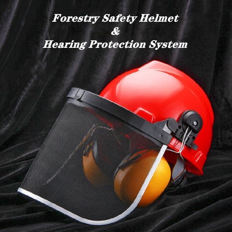 Safety Helmet and Hearing Protection System Mesh Visor Resist Sawdust Weeds for Forestry Type Work Noise-proof Earmuff ► Photo 1/5