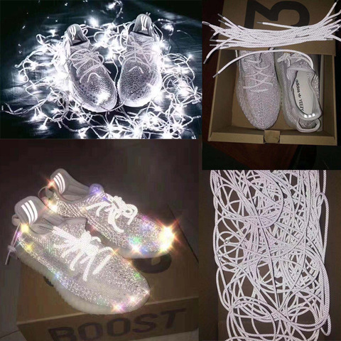 1pair Fluorescent Sneaker Shoestrings Sport Shoelaces 3M Reflective Round Rope Shoes Lace Light Shoelaces  100/120/140/160cm ► Photo 1/6