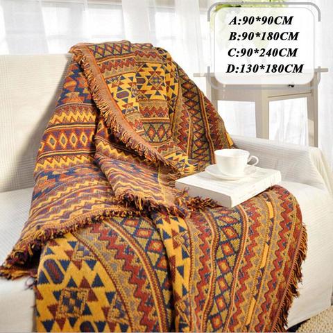Improved Winter Cotton Woven Line Blanket Sofa Towel Knitted Thickened Warm Pad Mat Bohemian Boho Throw Travel Bedspread ► Photo 1/6