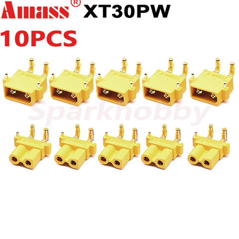 10PCS/5Pairs Amass XT30PW Male Female connector PCB board 2mm Banana Golden head Right Angle Horizontal connector for RC model ► Photo 1/6