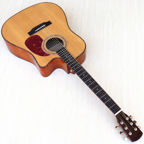 2022 new arrival natural color acoustic-electric guitar 41 inch acoustic guitar cutway folk guitar with EQ ► Photo 1/6