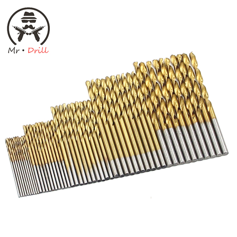 HSS 50Pcs Twisted Drill Bit Set Saw Set Steel Titanium Coated Drill Woodworking Wood Tool 1/1.5/2/2.5/3mm For Metal ► Photo 1/6