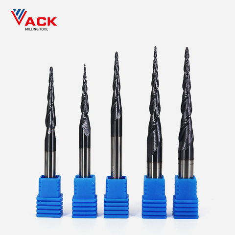 VACK Carbide Ball Nose End Mills 3.175mm 4mm 6mm 8mm Tapered End Mill Engraving Router Bits Cnc Taper Wood Metal Milling Cutter ► Photo 1/6