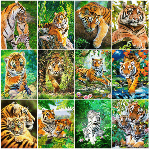 Evershine 5D DIY Diamond Painting Tiger Rhinestones Pictures Diamond Embroidery Animal Cross Stitch Mosaic Art Home Decoration ► Photo 1/6