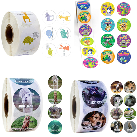 500 Pcs/roll Reward Stickers for Teachers Fun Motivational & Incentive Stickers for Kids Trendy Animal Meme Toys Stickers ► Photo 1/6