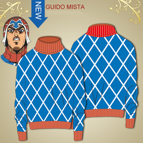 JOJO 5 JOJO Bizarre Adventure Cosplay Costume Guido Mista Golden Wind Anime Costumes Cotton Highneck Knitted Sweater Tops Top ► Photo 1/6