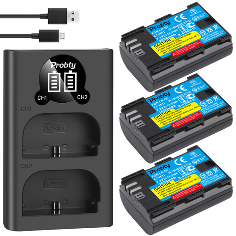 FOR canon LP E6 LP-E6 LP E6N Battery 2650mAh For Canon 5D Mark II III IV, 80D, 70D, 60D, 6D, EOS 5Ds, 5D2, 5D3, 5DSR, 5D4 camera ► Photo 1/6