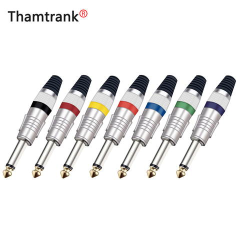 10PCS MONO/Stereo Jack 6.35mm Wire connector Audio Speaker 6.35mm Amplifier Microphone TS TRS Plug Nickel Plated ► Photo 1/6