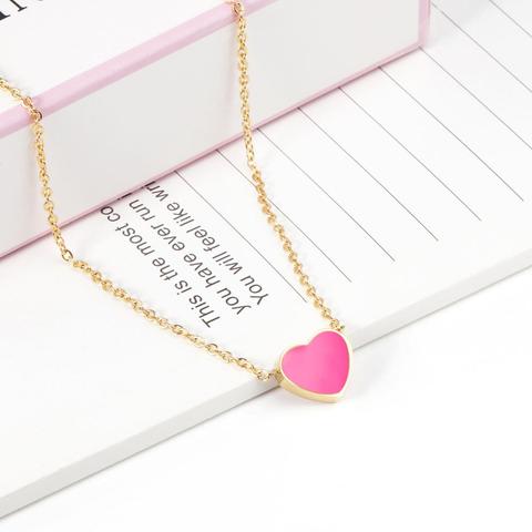 LUXUKISSKIDS 2022 Pink Heart Babygirl Choker Necklace Stainless Steel Chain Pendants Necklaces Set For Women Fashion Jewelry ► Photo 1/5