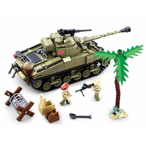 SLUBAN World War II North Africa Military Pazer Tank Model Kit Classic MOC Building Blocks WW2 Army Figures Bricks Toys For Boys ► Photo 1/5