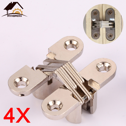 Myhomera 4Pcs Hidden Hinges 12x42MM Invisible Concealed Barrel Cross Door Hinge Bearing Wooden Box For Folding Window Furniture ► Photo 1/6