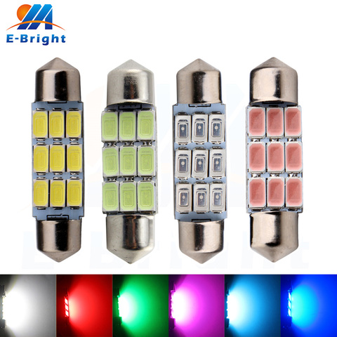 2pcs 12V 36mm 39mm 41mm Canbus 5630 9 SMD LED Festoon Bulbs Cars Luggage Compartment Reading Light Multi Colors ► Photo 1/6