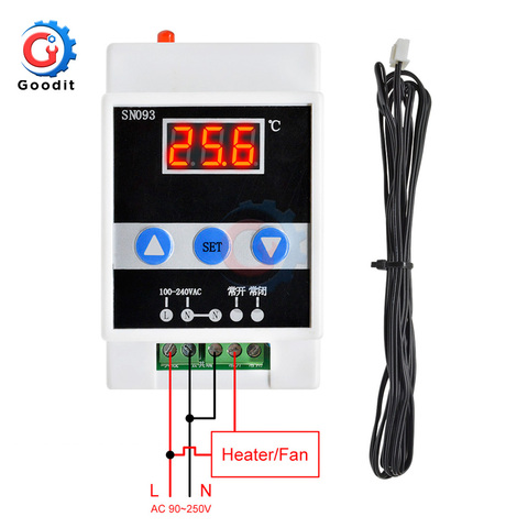 AC 110-240V Guide Rail Thermoregulator LED Digital Temperature Controller Thermostat Refrigeration Heating Temperature Control ► Photo 1/6