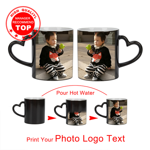 Magic Custom Photo Color Changing Coffee Mug Cup, Personalized DIY Print  Ceramic Hot Heat Sensitive Cup -Add Your Photo&Text