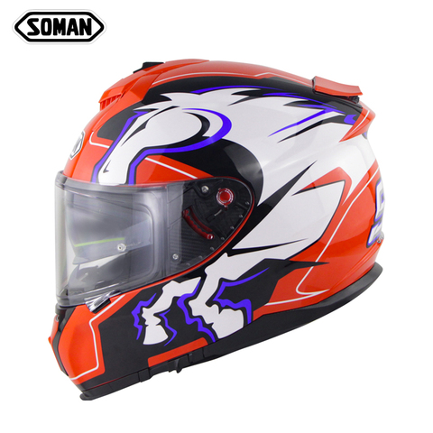 SOMAN 961 ECE Street Helmet Snake Motorcycle Helmet With Golden Visor Full Face Capacete Motor Bike Double Visors Casco DOT ► Photo 1/1