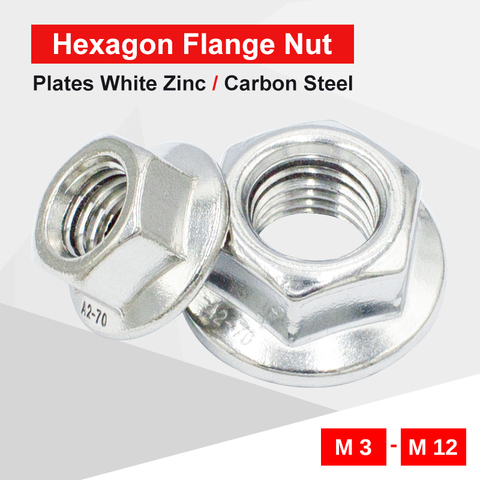 1-50 PCS High Quality Hexagon Flange Nut M3 M4 M5 M6 M8 M10 M12 Zinc Plated Carbon Steel Pinking Slip Locking Lock Nuts ► Photo 1/6