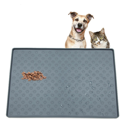 Non-Slip FDA-Grade Dog Footprint Mat Silicone Food Waterproof Drinking Mat Pet Food Pad Pet Bowl Feeding Placemat Dog Food Mat ► Photo 1/6