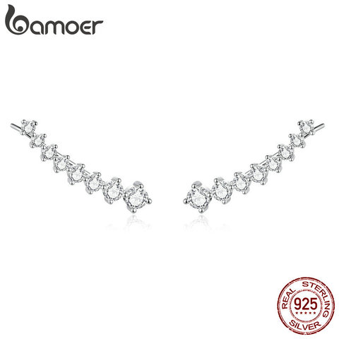 bamoer Genuine 925 Sterling Silver Dazzling Stone Star Long Stud Earrings for Women Wedding Statement Bijoux 2022 SCE920 ► Photo 1/6