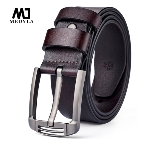 MEDYLA Men's Belt Cow Genuine Leather Luxury Strap Male Belts for Men New Fashion Classice Vintage Pin Buckle Leather Belt ► Photo 1/6